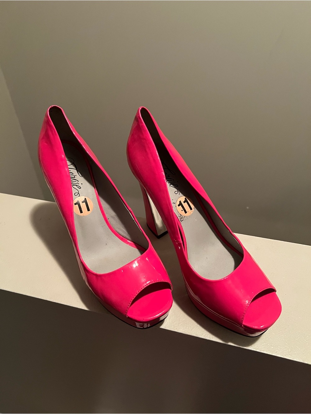 Hot Pink Peep-Toe High Heels